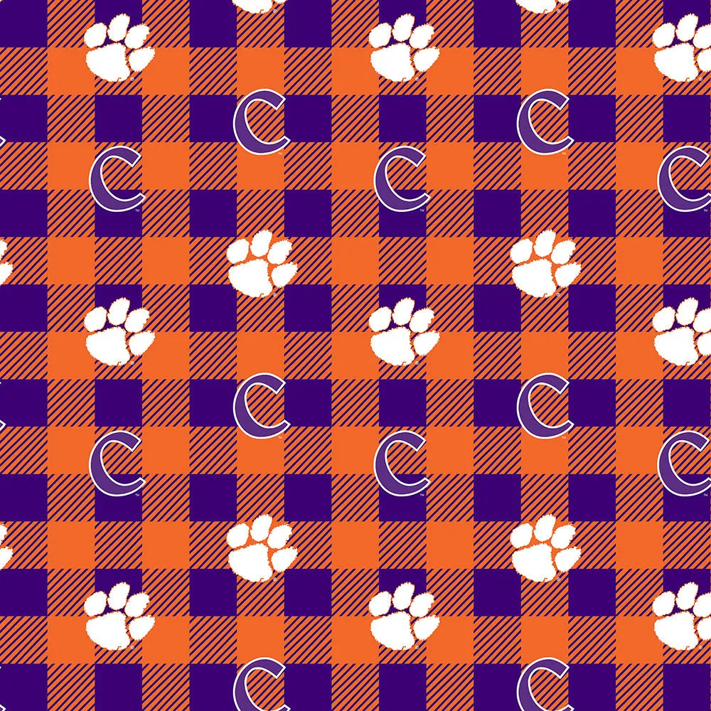 CLEMSON UNIVERSITY-Buffalo Plaid Fleece-100% Polyester-CLEM1190