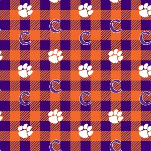 CLEMSON UNIVERSITY-Buffalo Plaid Fleece-100% Polyester-CLEM1190