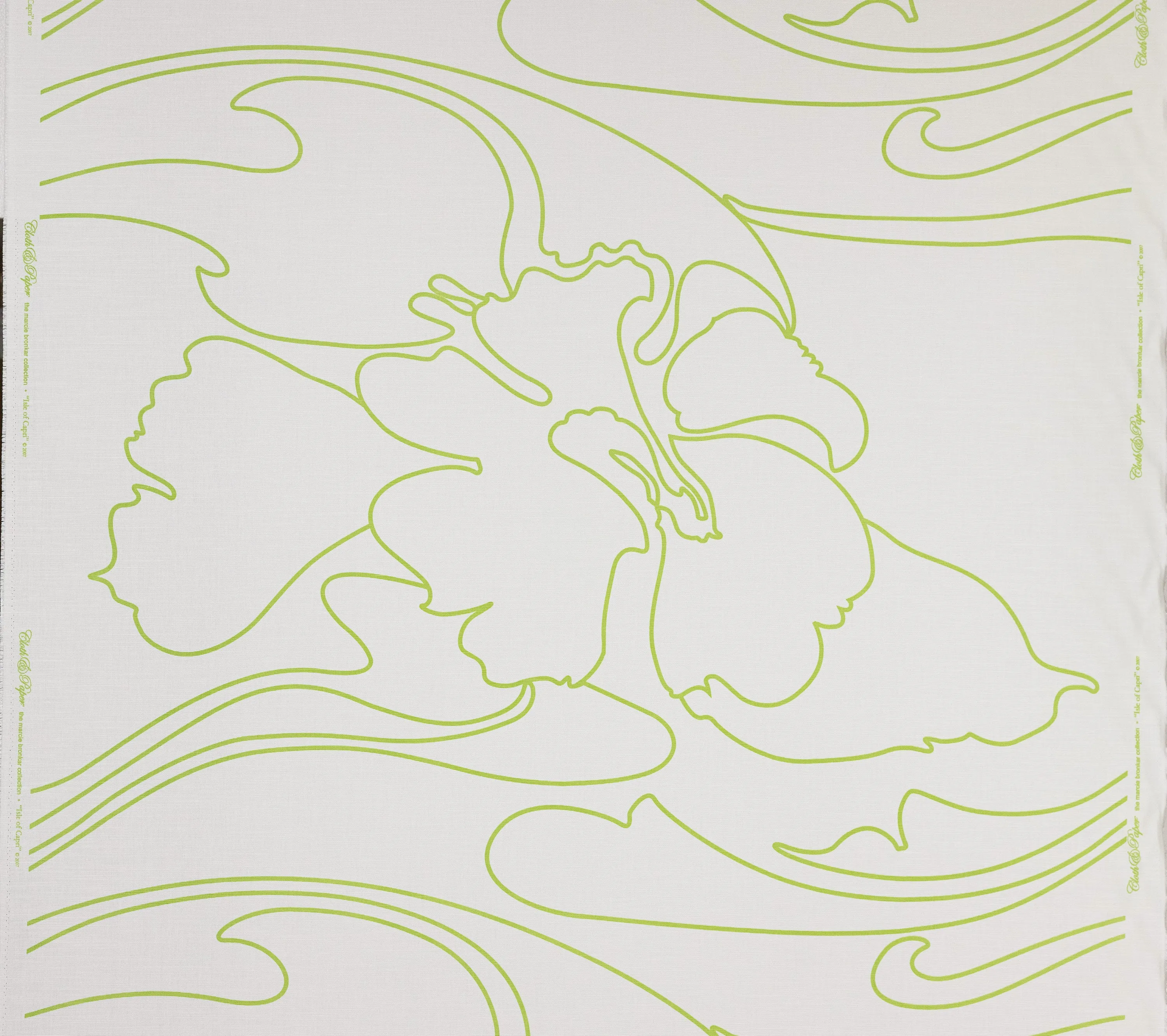 Cloth & Paper Fabric: Capri - Custom Green on White Belgian Linen / Cotton