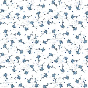 Clothworks Indigo Flowers on White Y3293-1
