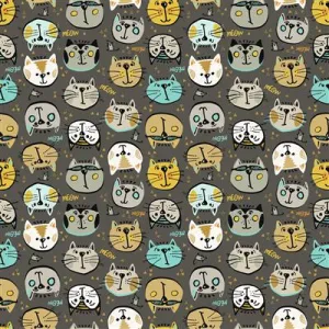 Clothworks Keyboard Cats Dark Pewter Y3433-120