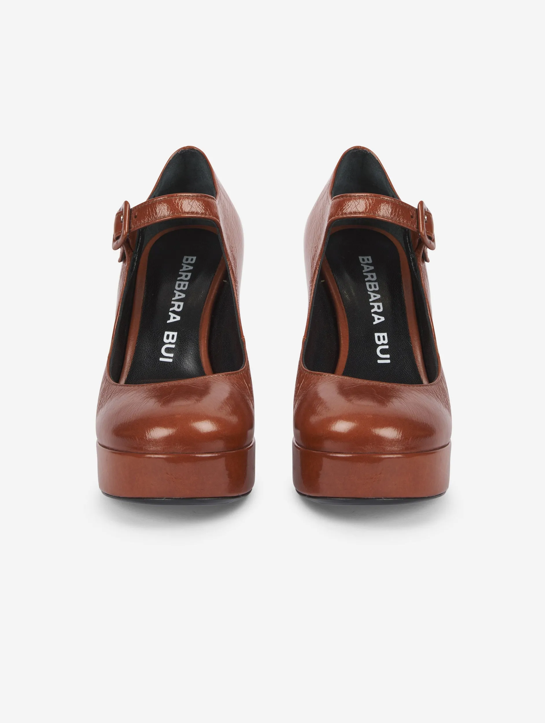 cognac patent leather platform mary janes