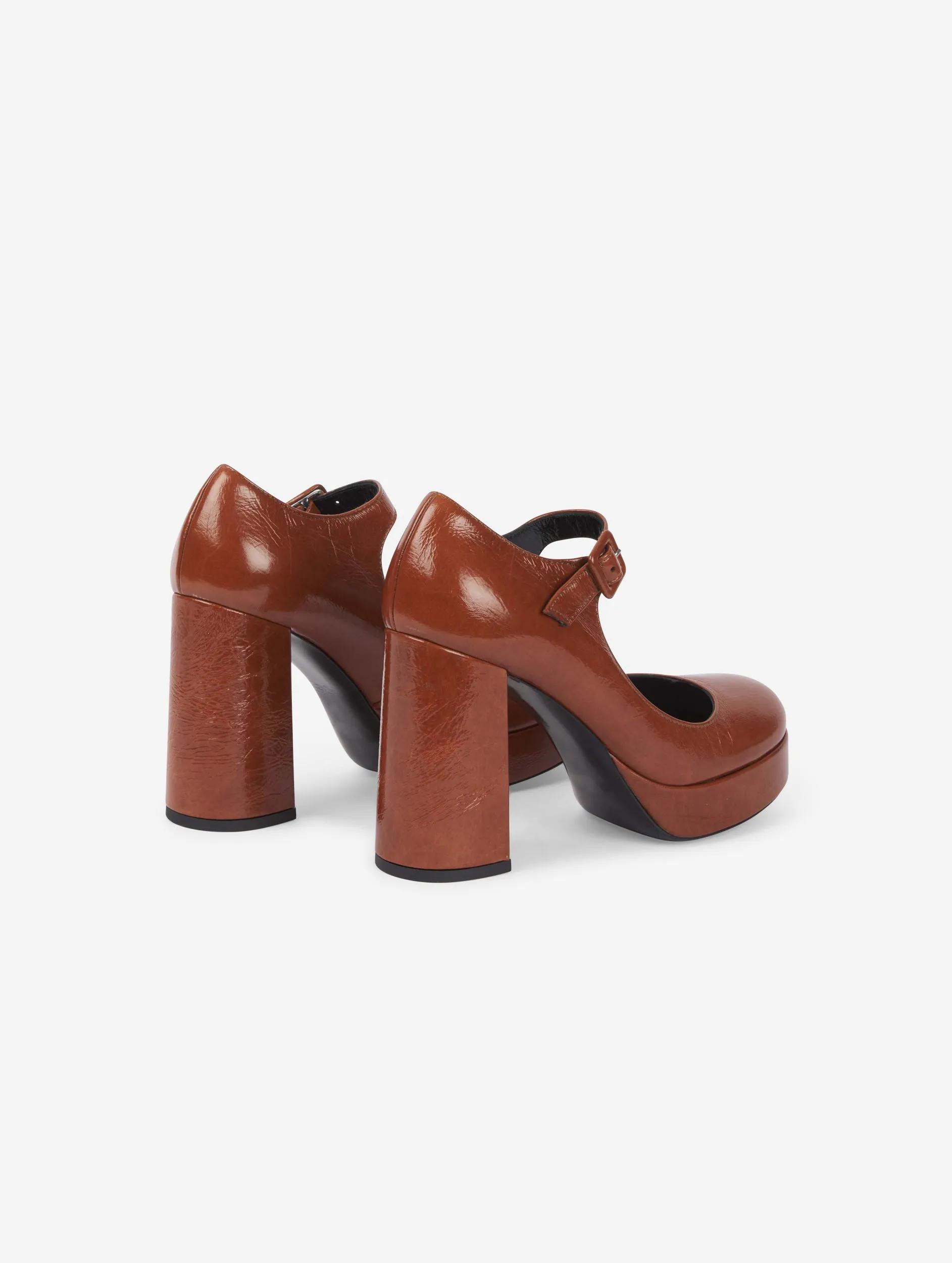 cognac patent leather platform mary janes