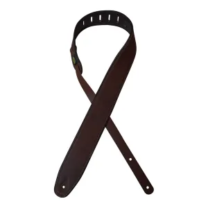 Colonial Leather - 2.5″ Padded Upholstery Leather Guitar Strap - Tan & Brown