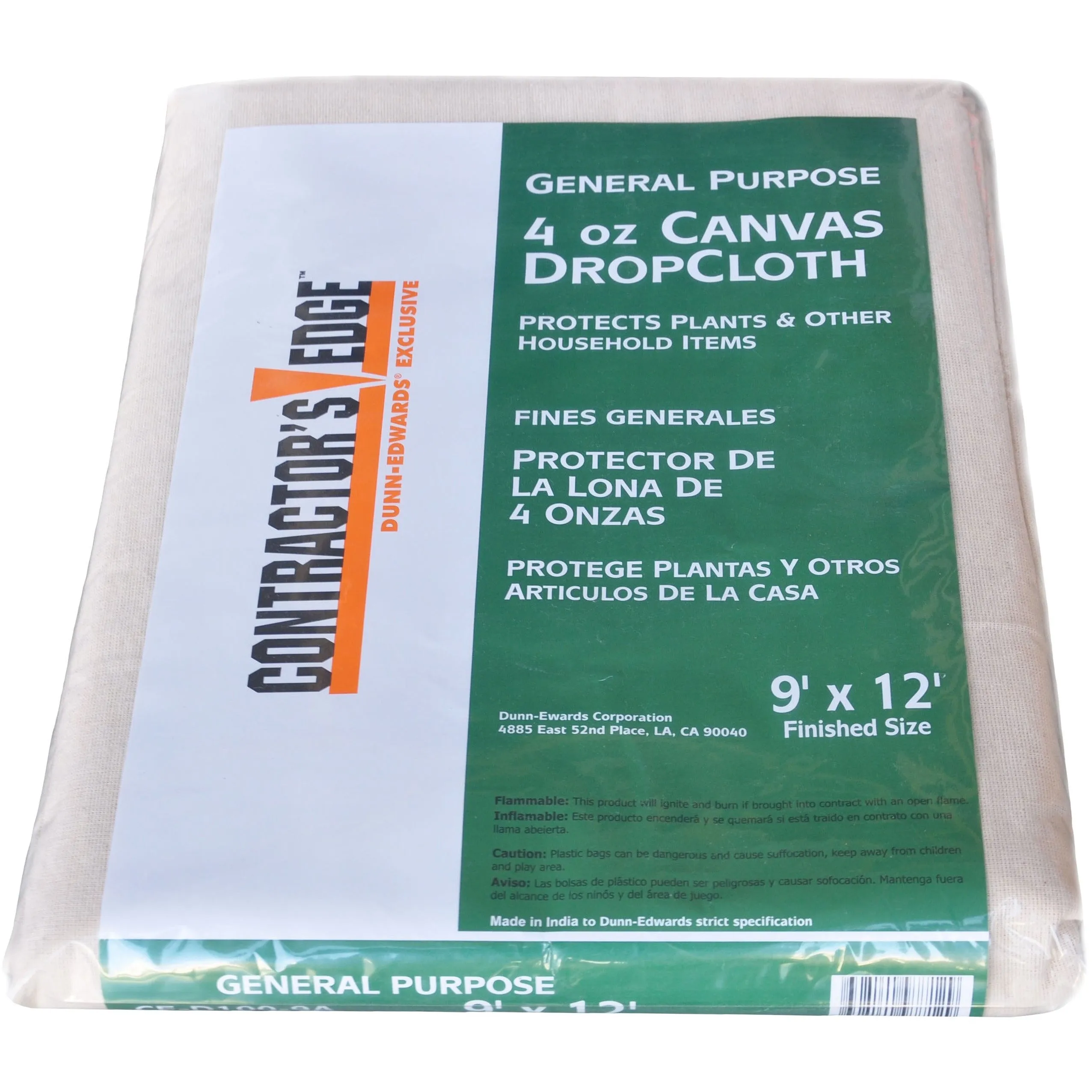 Contractor's Edge 9 ft. x 12 ft. Light Duty Canvas Drop Cloth