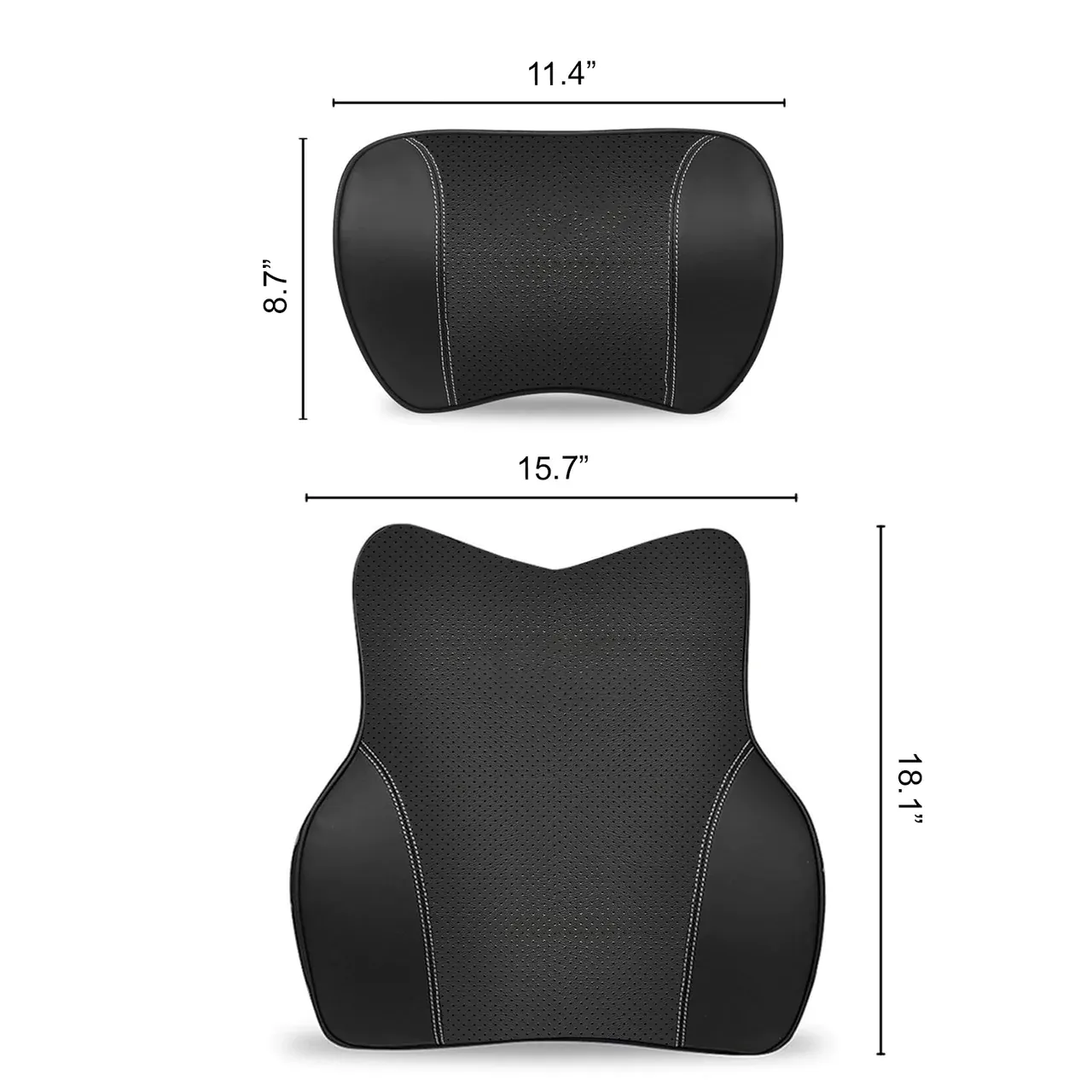 Custom Logo Car Headrest Neck Pillow and Lumbar Support Back Cushion Kit, Fit with Cars Memory Foam Erognomic Design Universal Fit Muscle Pain and Tension Relief for Car Seat
