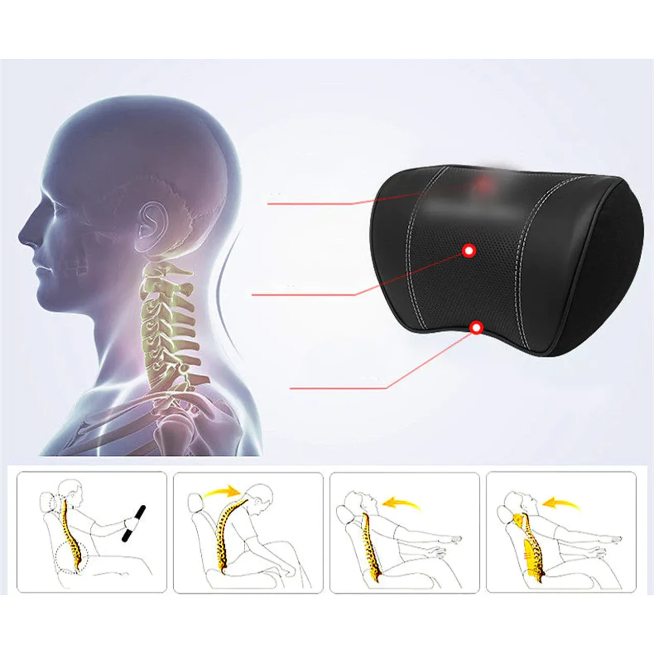 Custom Text For Car Headrest Neck Pillow and Lumbar Support Back Cushion Kit, Compatible with All Cars, Memory Foam Erognomic Design Universal Fit Muscle Pain and Tension Relief for Car Seat UE13992
