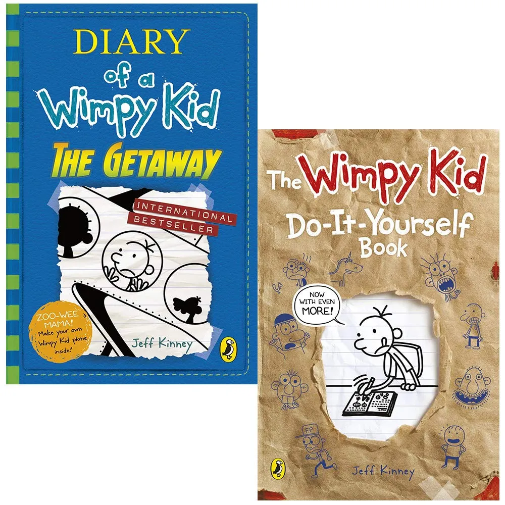 Diary of a Wimpy Kid The Getaway & Do-It-Yourself Book By Jeff Kinney 2 Books Collection Set