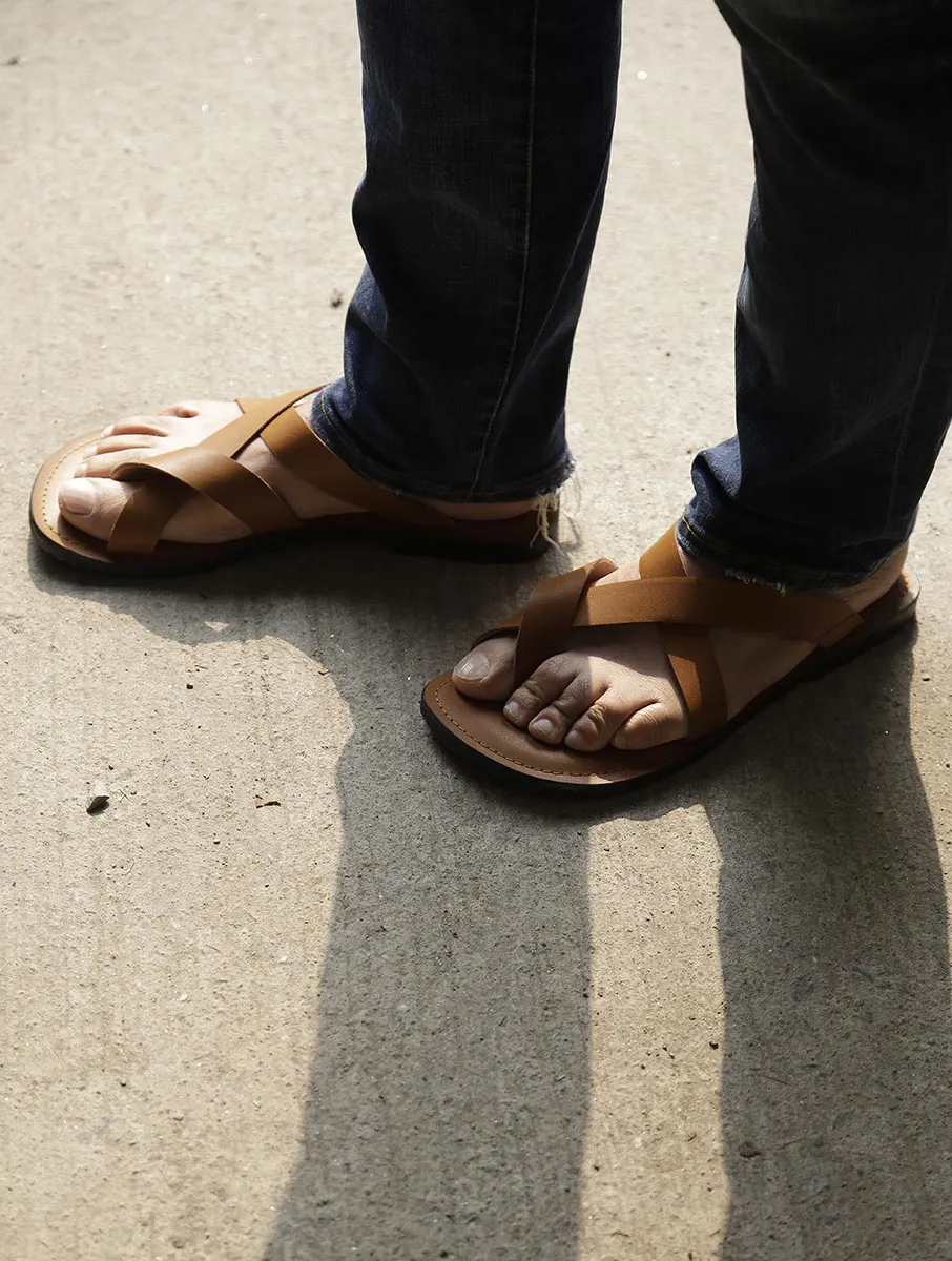 Dino Tan Toe Loop Men's Sandals