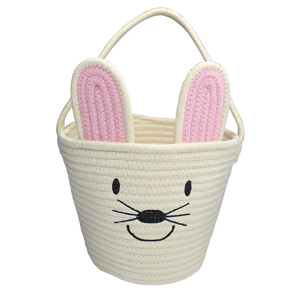Emerson and Friends - Rope Gift Basket - Cream Bunny