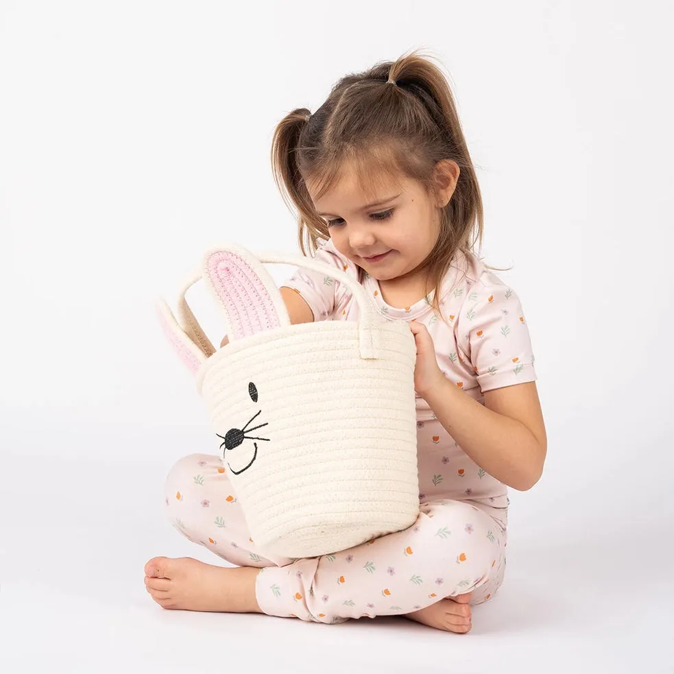 Emerson and Friends - Rope Gift Basket - Cream Bunny