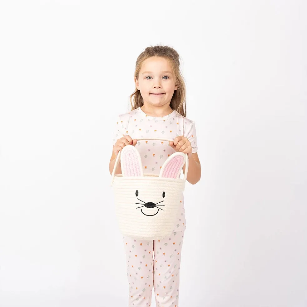 Emerson and Friends - Rope Gift Basket - Cream Bunny