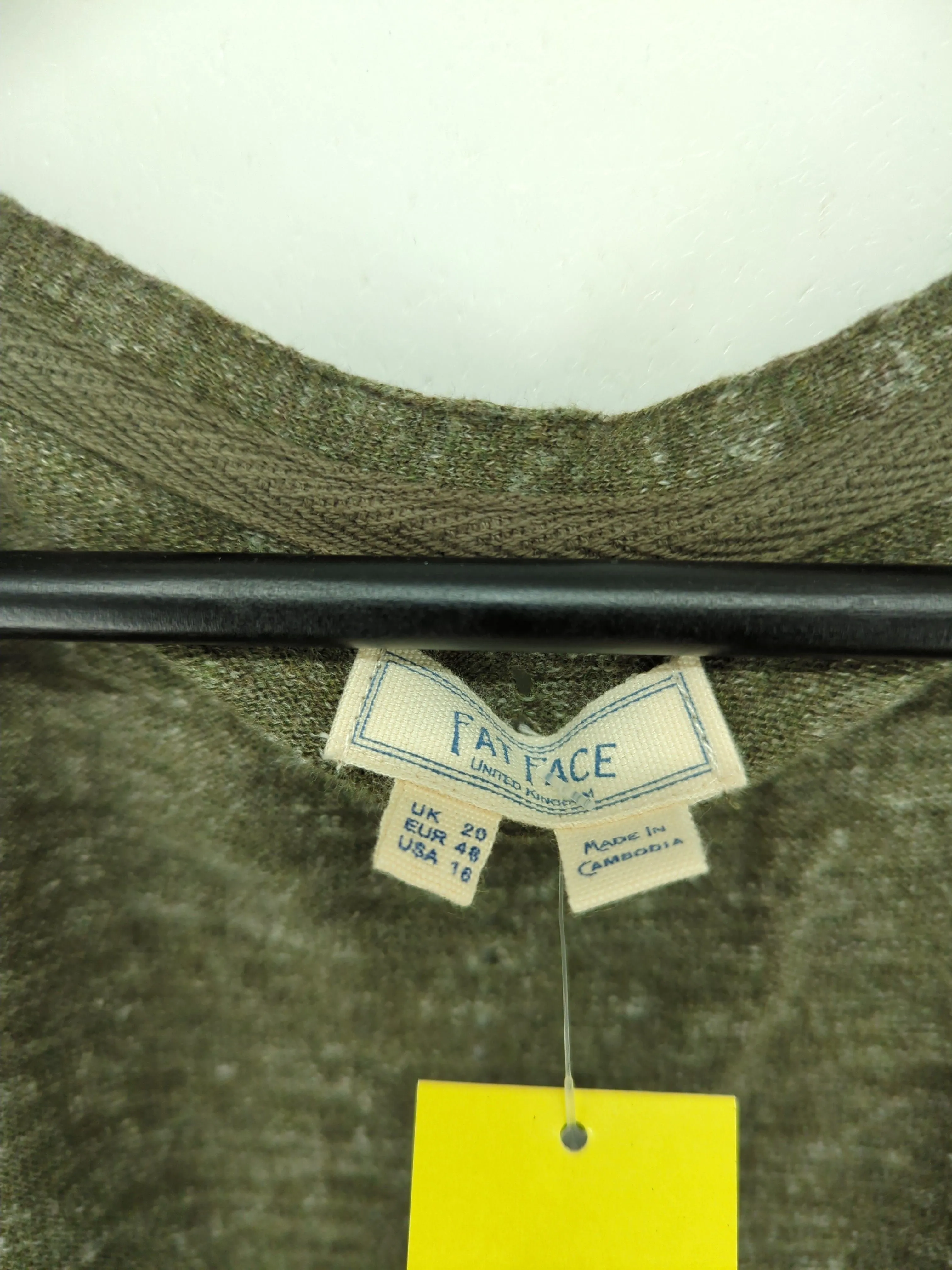 FatFace Women's Cardigan UK 20 Green 100% Cotton