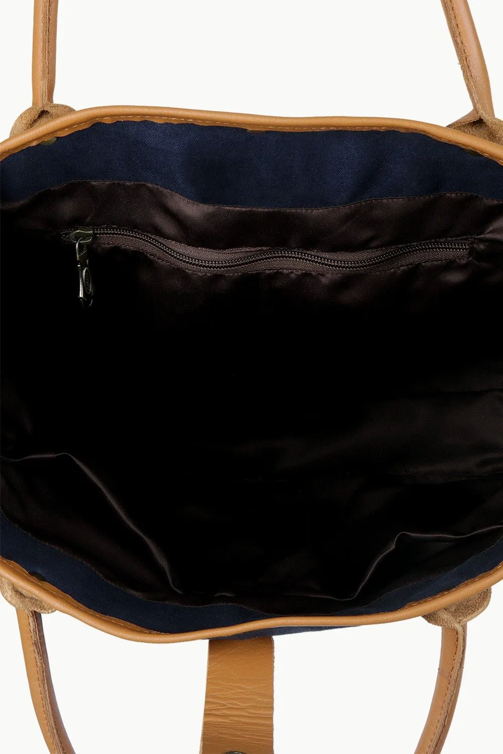 Faux Leather Detail Canvas Tote Bag