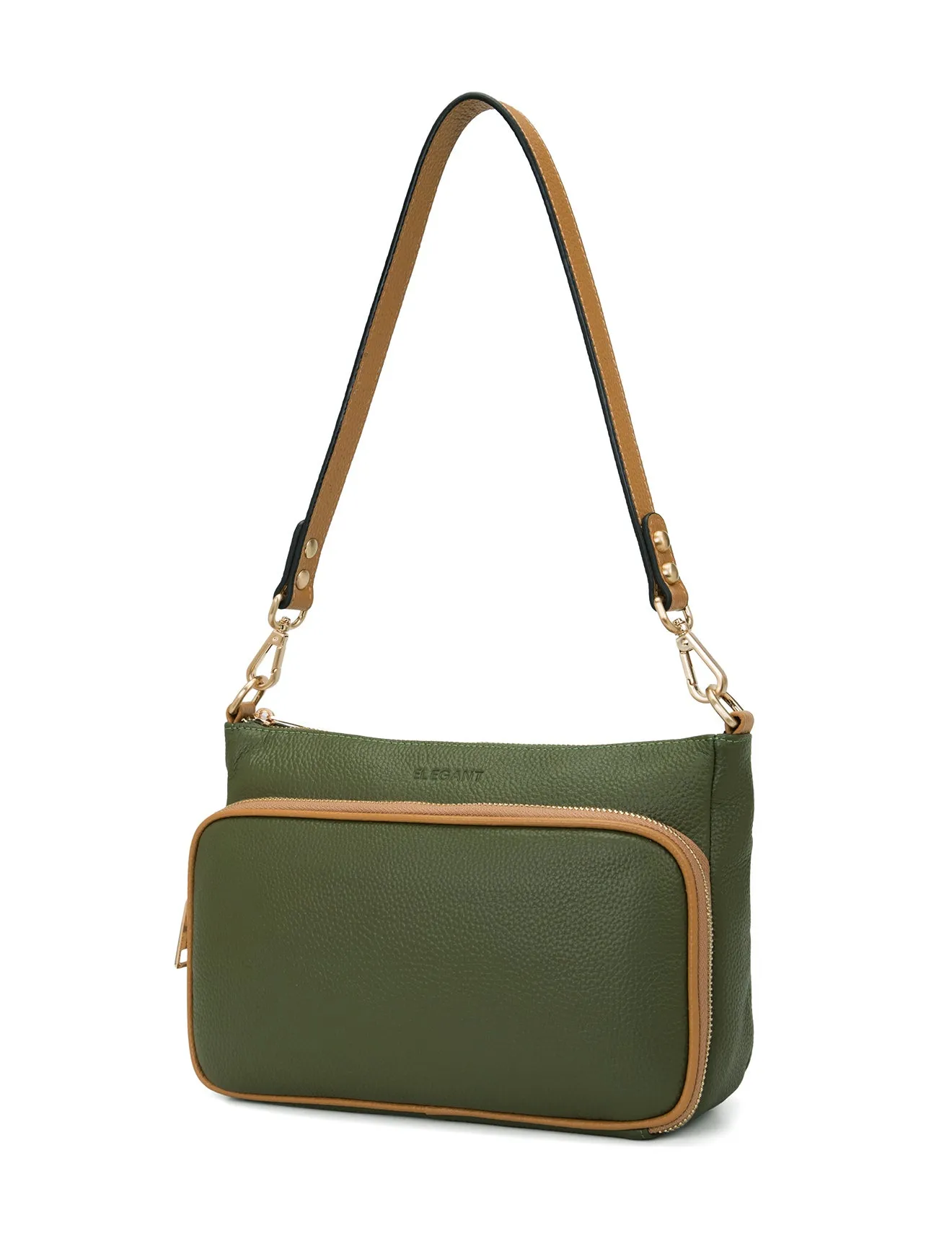 FELICITY LEATHER XBODY BAG- E1-0814A-OLIVE/CAM
