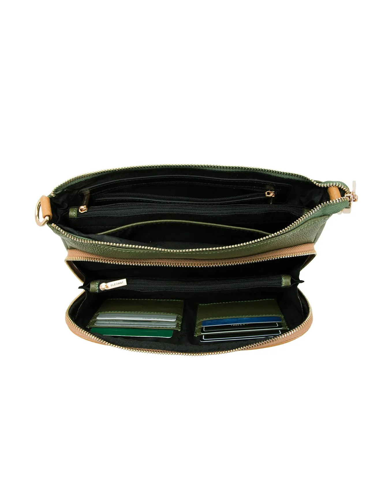 FELICITY LEATHER XBODY BAG- E1-0814A-OLIVE/CAM