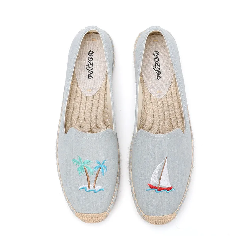 Fisherman embroidered cloth shoes