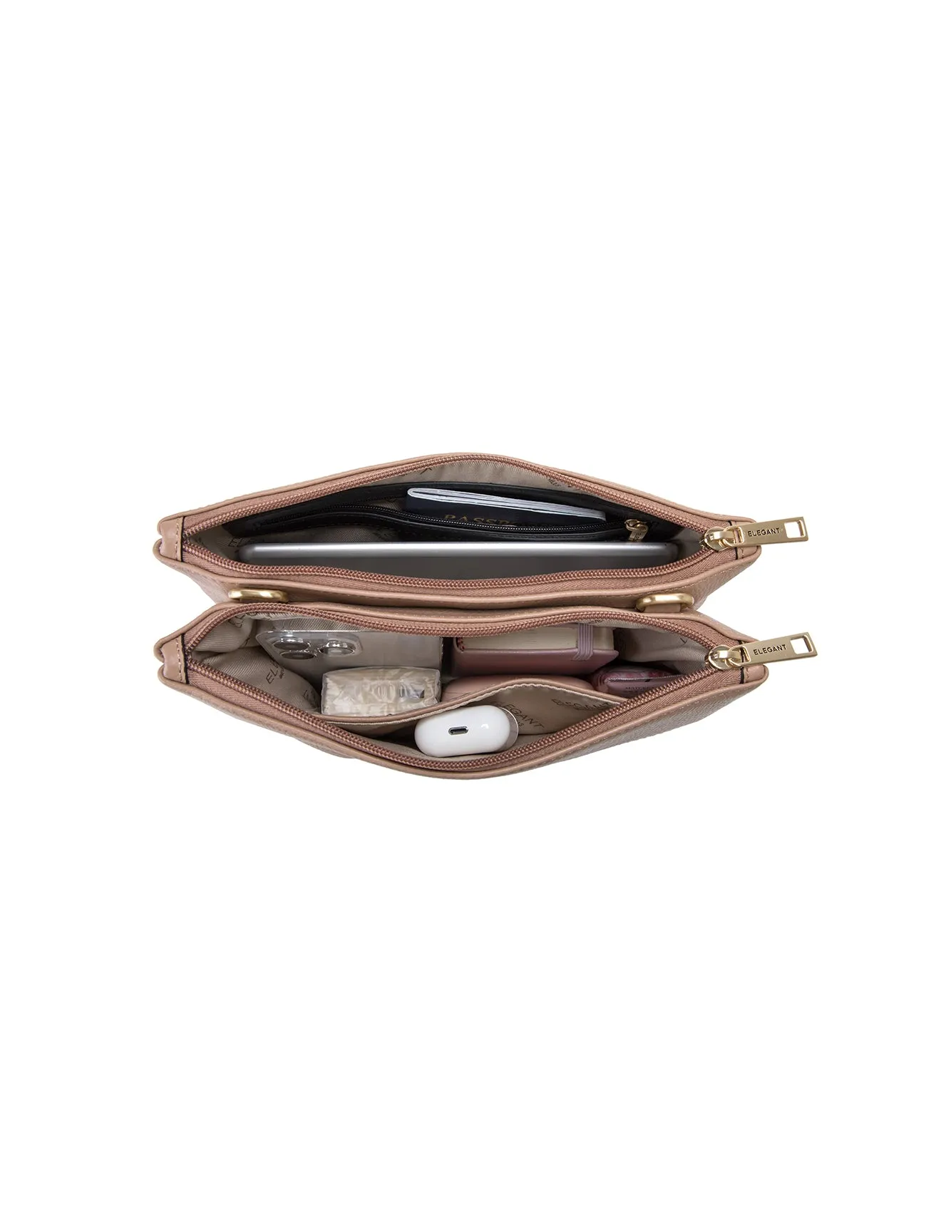 FLYNN LEATHER CROSS BODY BAG- E1-0832-MACCHIATO - SALE