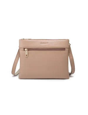 FLYNN LEATHER CROSS BODY BAG- E1-0832-MACCHIATO - SALE