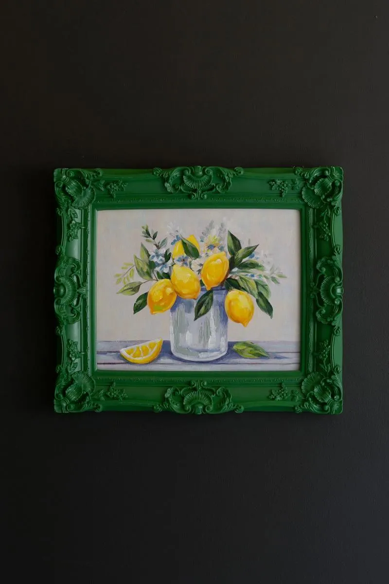 Framed Dark Green Lemons