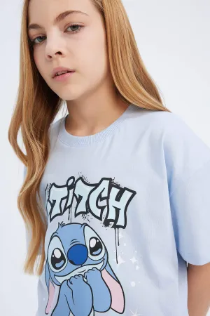Girl Boy Disney Lilo & Stitch Relax Fit Cycling Collar Short Sleeve T-Shirt