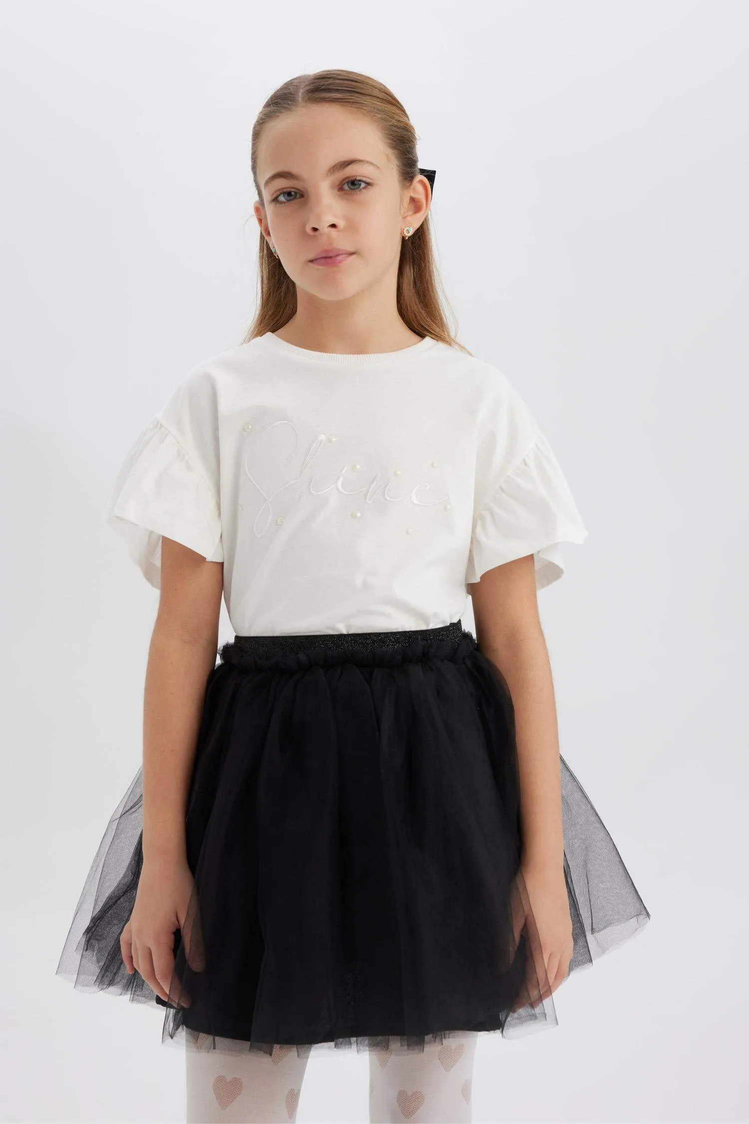Girl Crew Neck Printed Short Sleeve T-Shirt