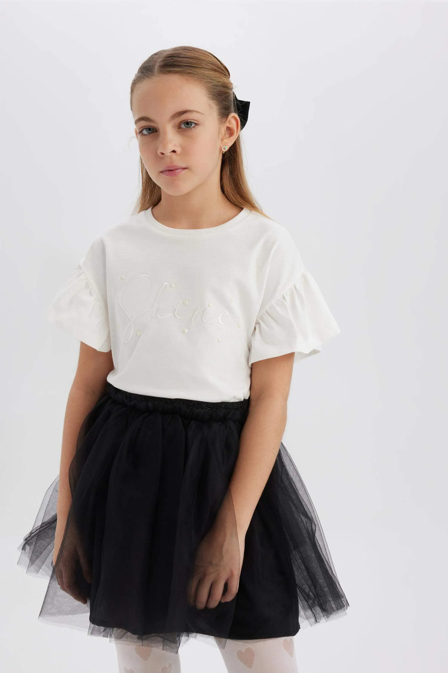 Girl Crew Neck Printed Short Sleeve T-Shirt
