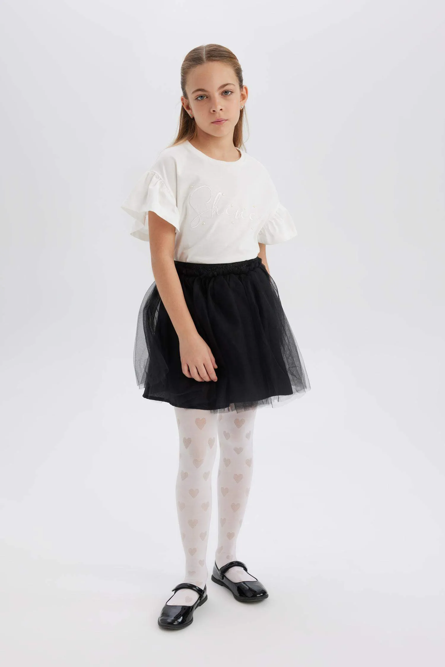 Girl Crew Neck Printed Short Sleeve T-Shirt