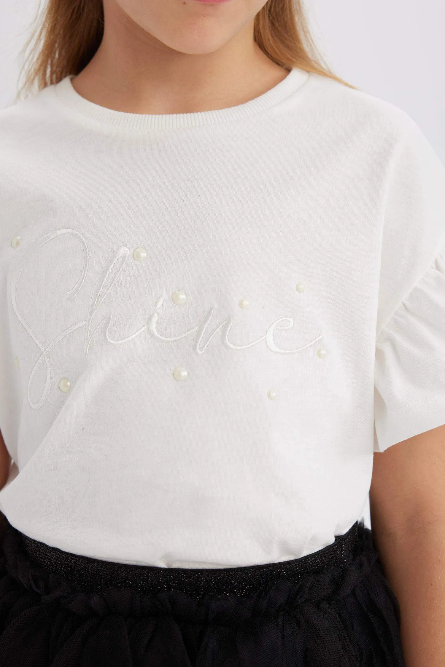 Girl Crew Neck Printed Short Sleeve T-Shirt