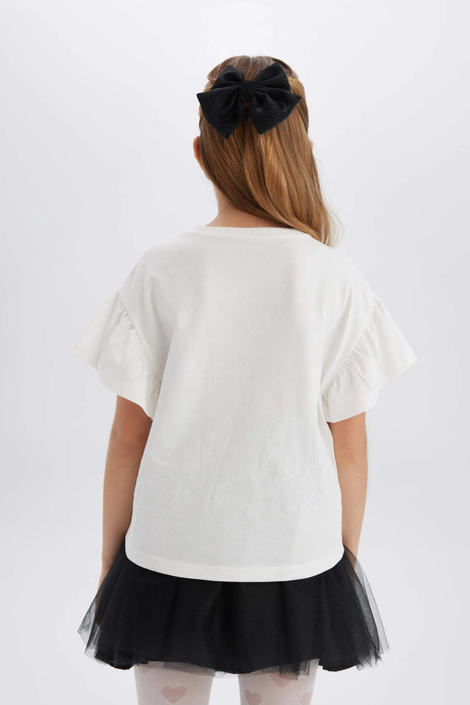 Girl Crew Neck Printed Short Sleeve T-Shirt