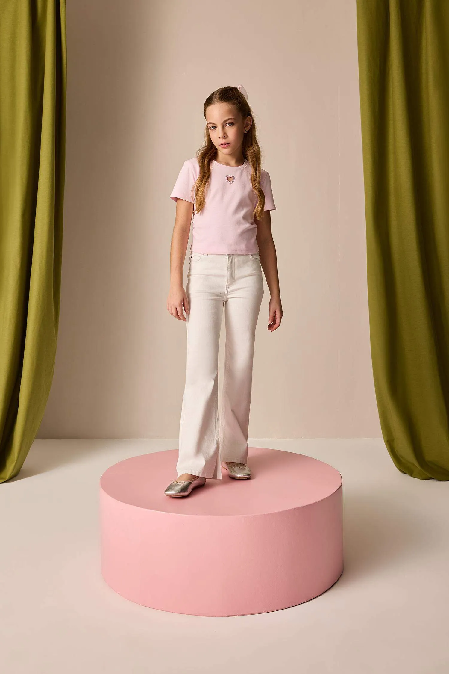 Girl Girl 23 April Children's Day Flare Fit Spanish Leg Cotton Jean Pants