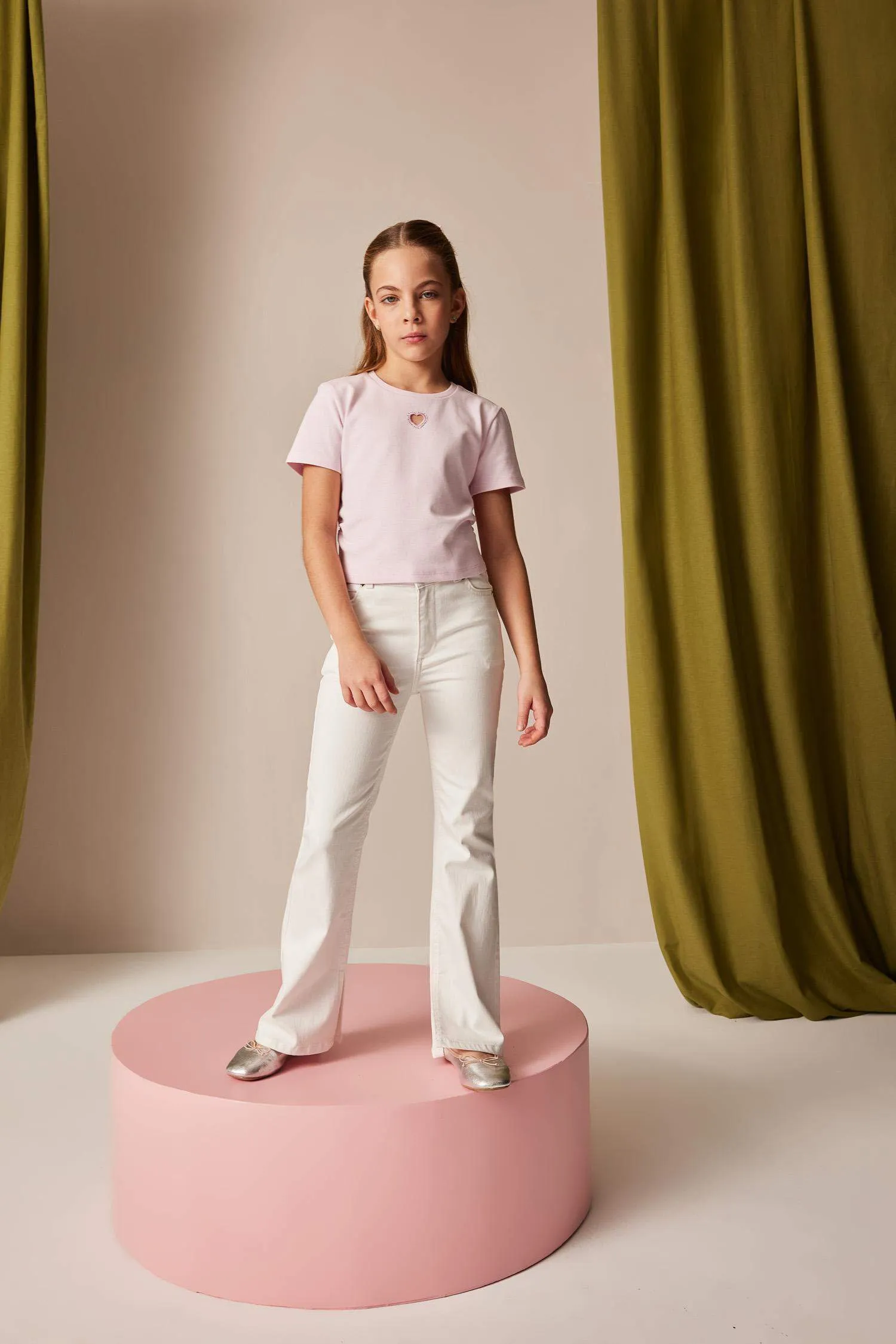Girl Girl 23 April Children's Day Flare Fit Spanish Leg Cotton Jean Pants