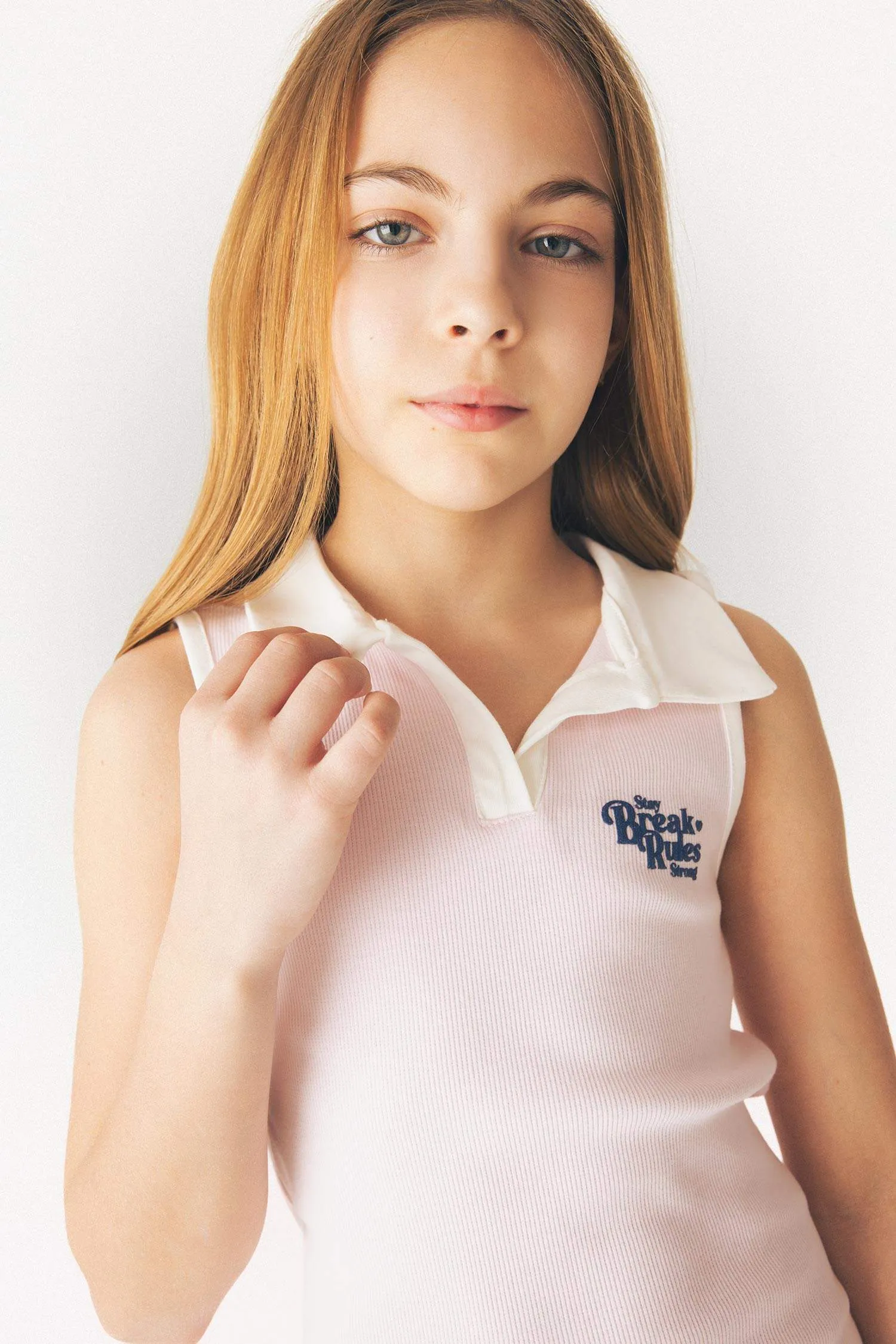Girl Polo Neck Printed Corduroy Sleeveless Dress