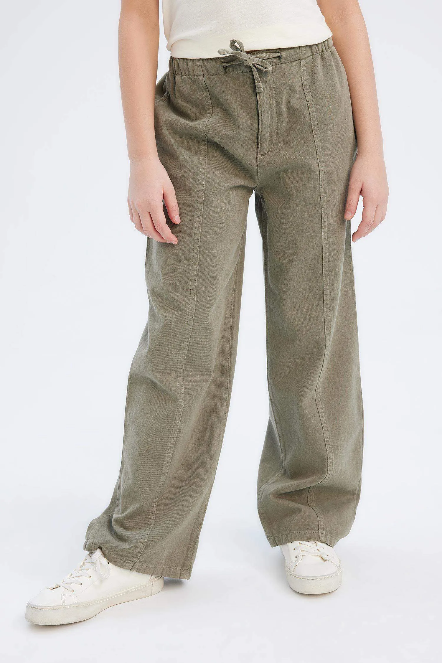 Girl Wide Leg Cotton Cargo Jeans