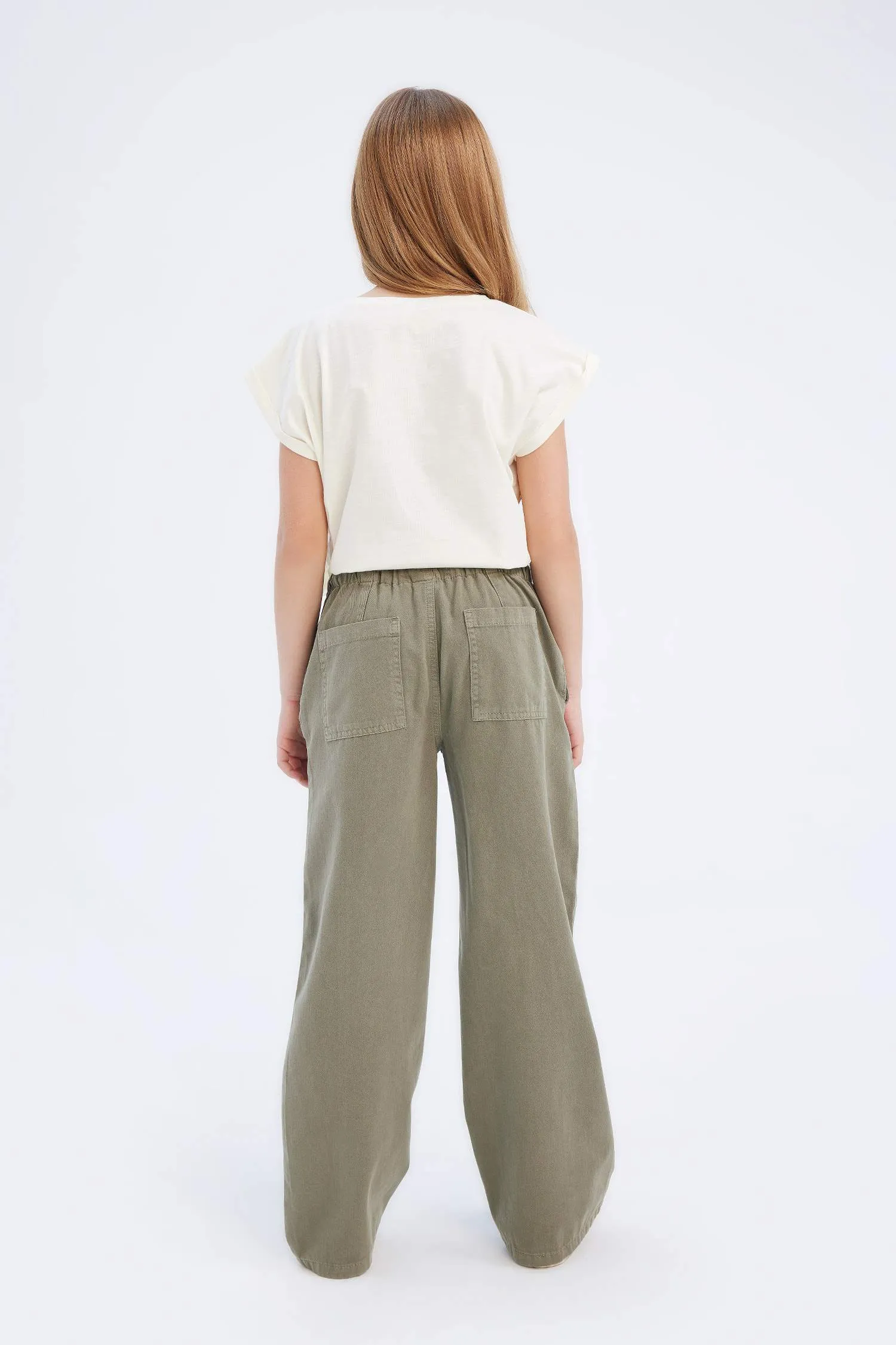 Girl Wide Leg Cotton Cargo Jeans
