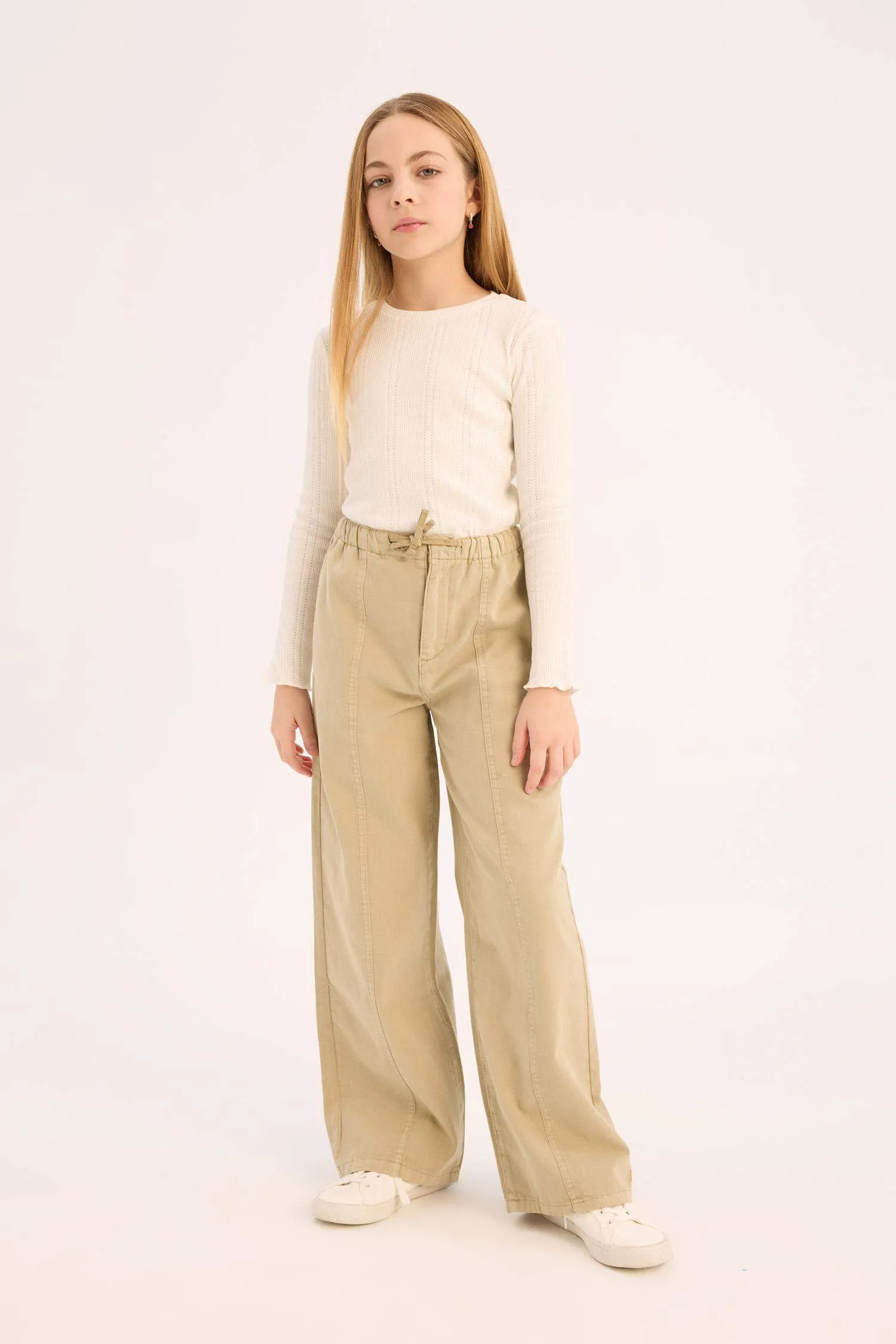 Girl Wide Leg Cotton Cargo Jeans