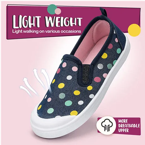Girls Boys Slip On Lazy Toddler Canvas Sneakers Black Dots -- K KomForme