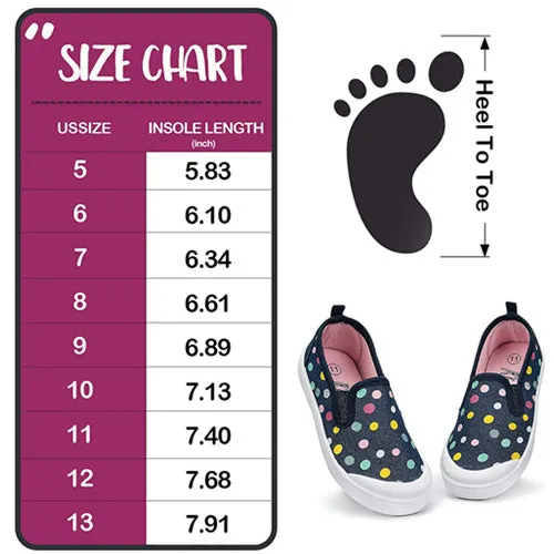 Girls Boys Slip On Lazy Toddler Canvas Sneakers Black Dots -- K KomForme