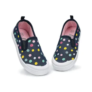 Girls Boys Slip On Lazy Toddler Canvas Sneakers Black Dots -- K KomForme