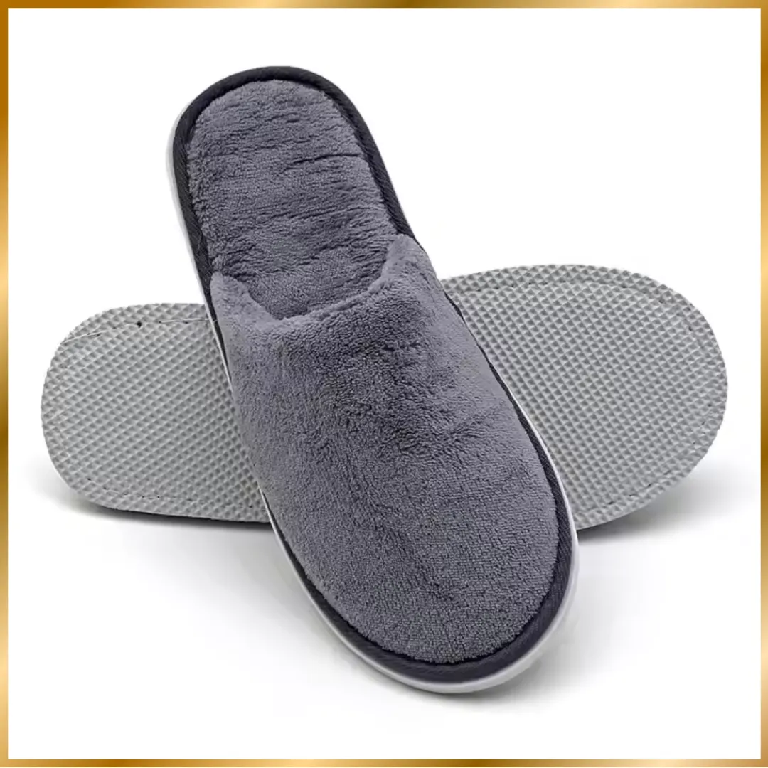 Grey Fleece Slippers (Unisex)