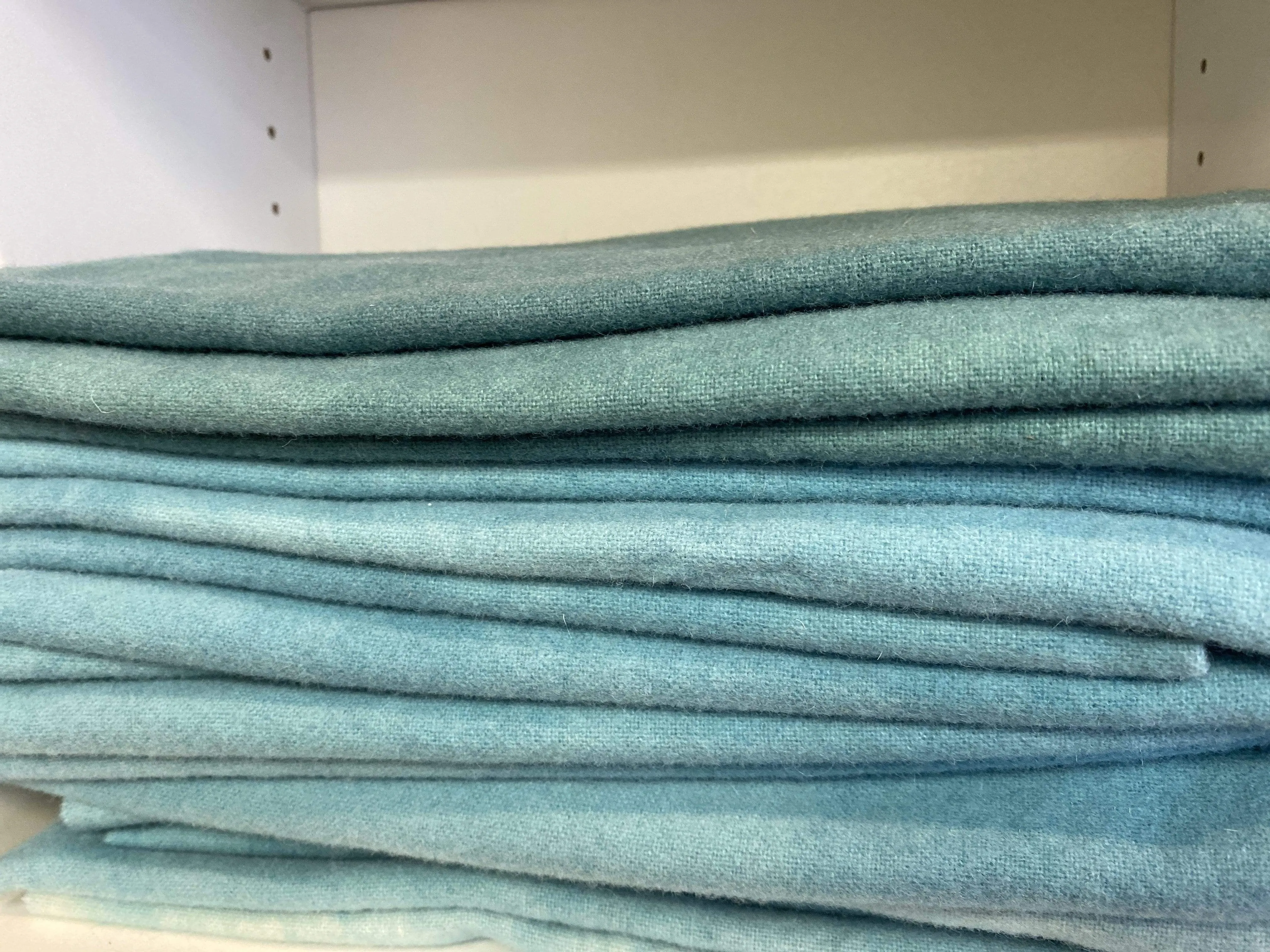 Hand-Dyed Wool Cloth - Shades of Robins Egg Blue
