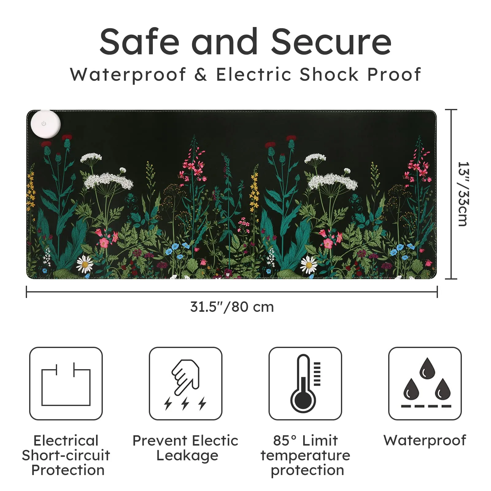 iCasso Electric Warm Desk Pad Mouse Pad with 3 Heating Levels & Auto Shut-Off, 31.5" x 13"