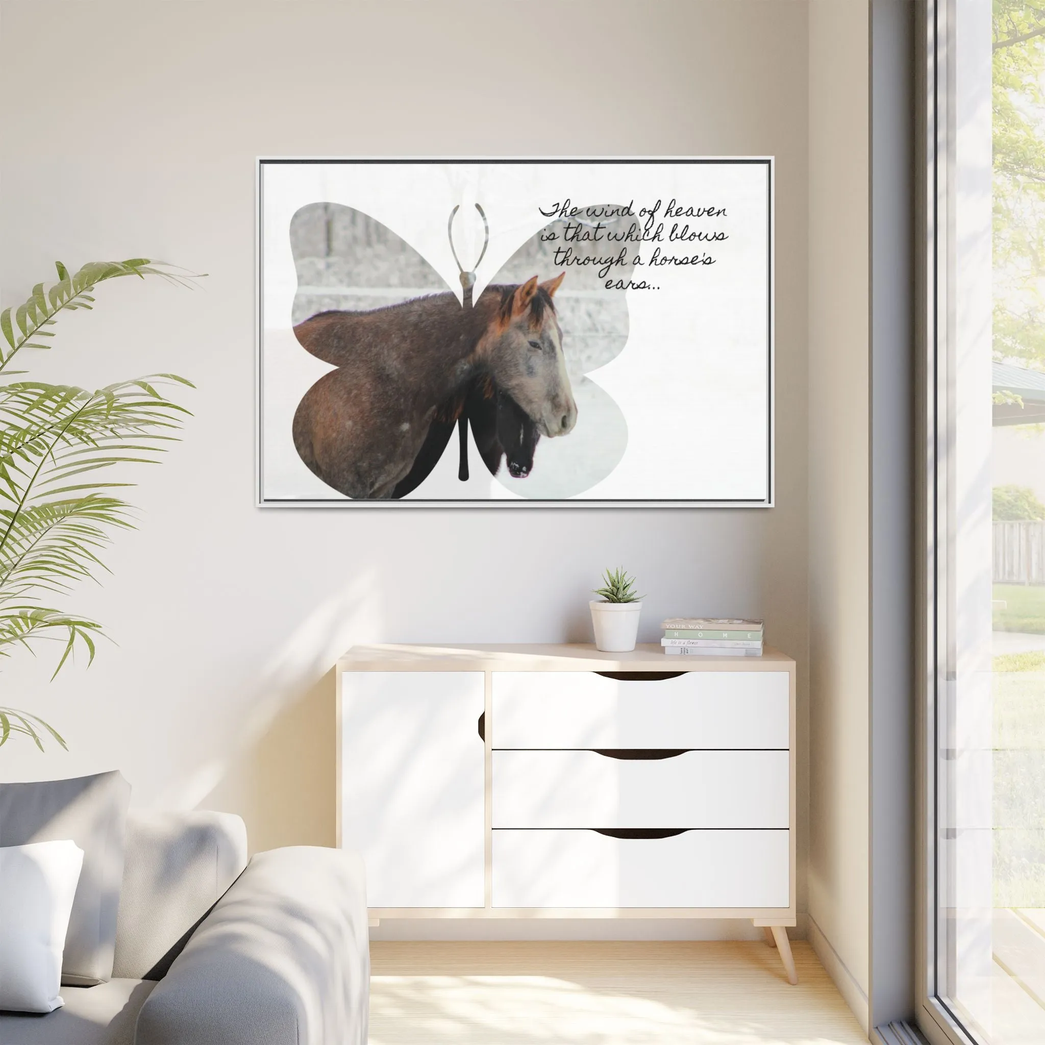 Inspirational Horse Canvas Art Print – "The Wind of Heaven" Framed Wall Decor