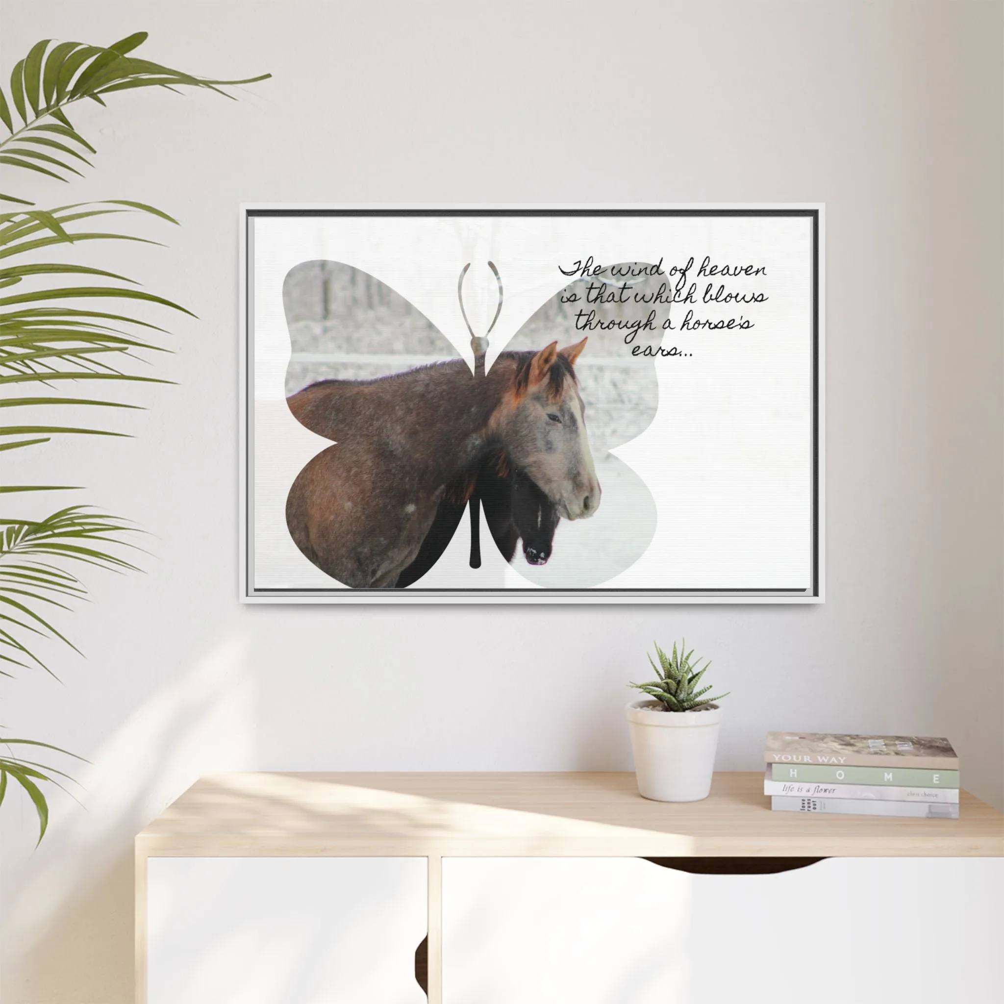 Inspirational Horse Canvas Art Print – "The Wind of Heaven" Framed Wall Decor