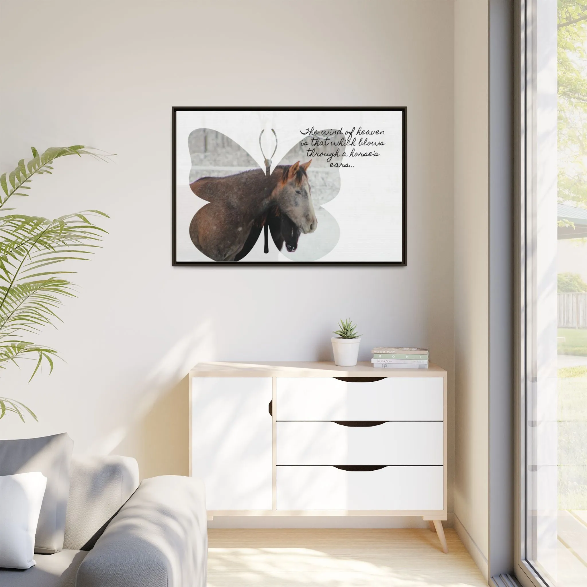 Inspirational Horse Canvas Art Print – "The Wind of Heaven" Framed Wall Decor