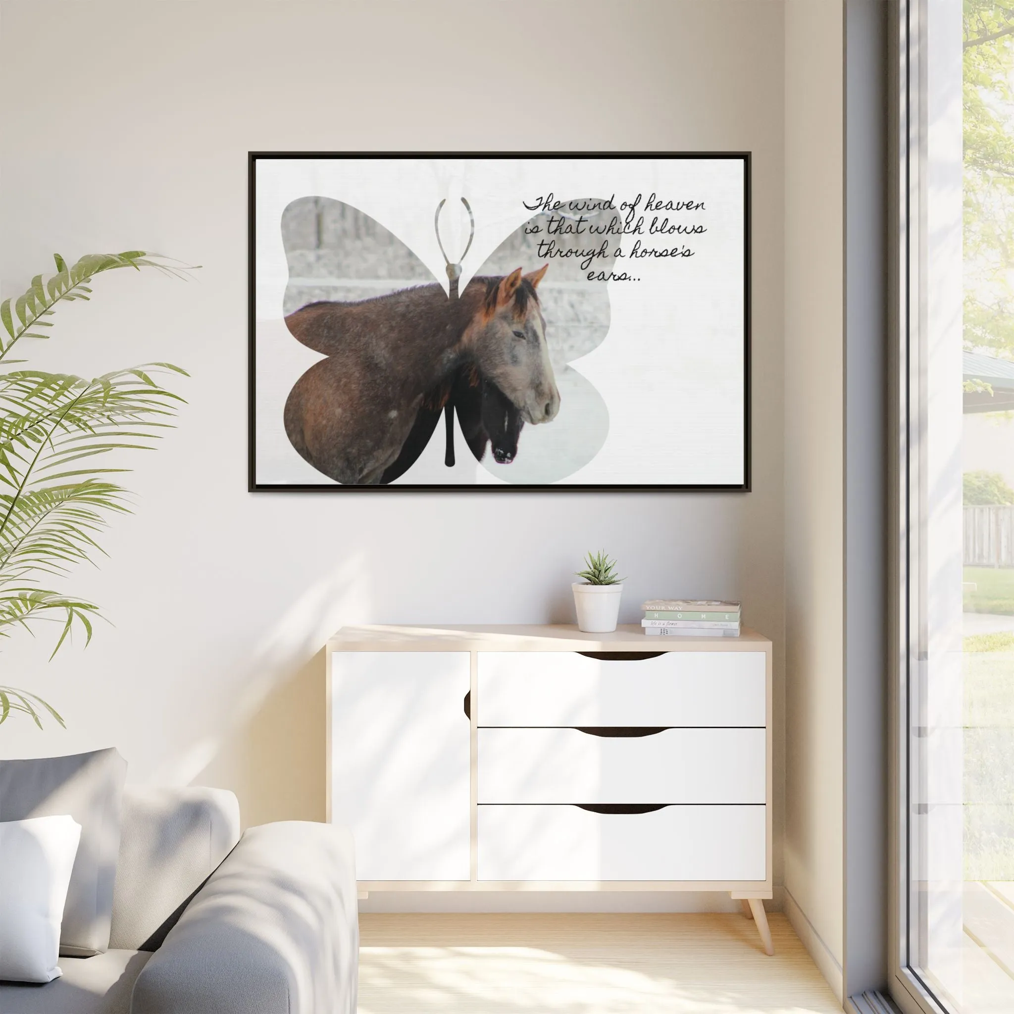 Inspirational Horse Canvas Art Print – "The Wind of Heaven" Framed Wall Decor