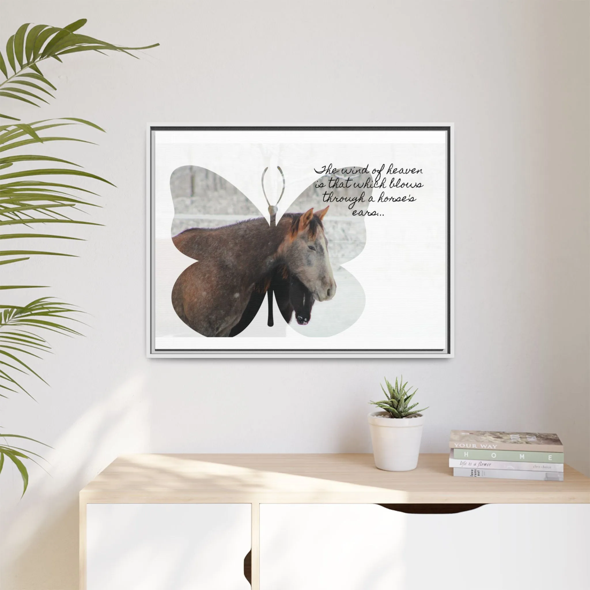 Inspirational Horse Canvas Art Print – "The Wind of Heaven" Framed Wall Decor