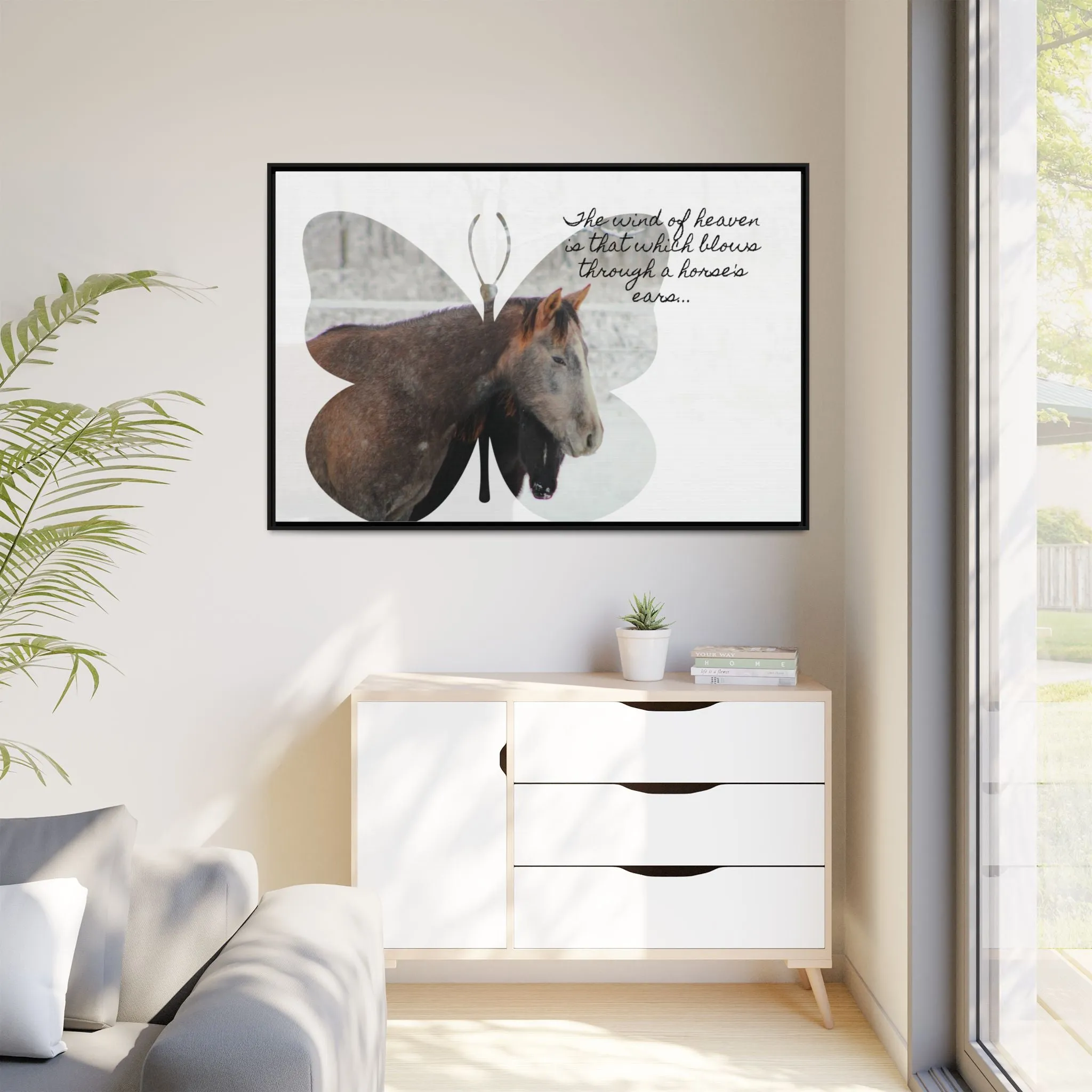 Inspirational Horse Canvas Art Print – "The Wind of Heaven" Framed Wall Decor