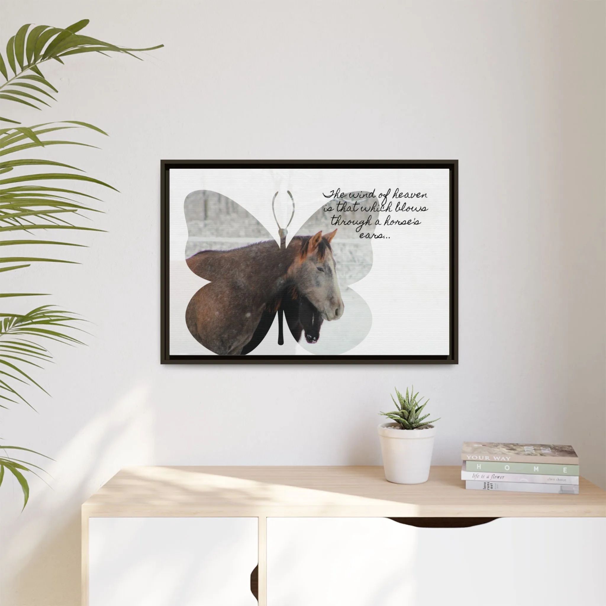 Inspirational Horse Canvas Art Print – "The Wind of Heaven" Framed Wall Decor