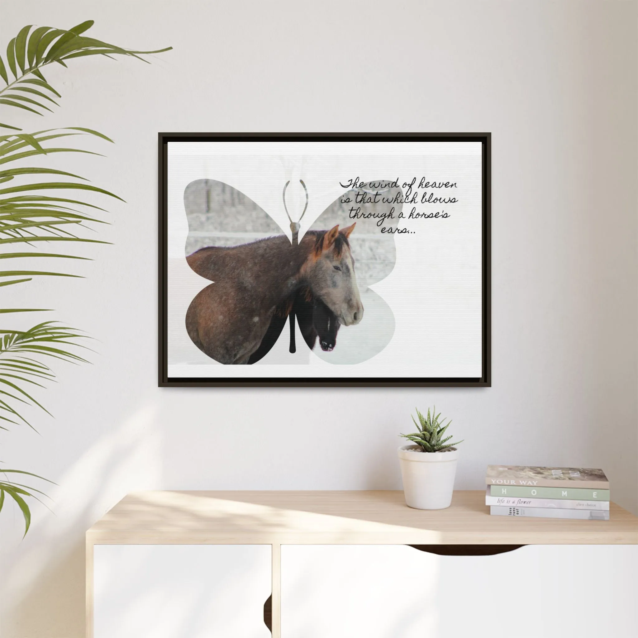 Inspirational Horse Canvas Art Print – "The Wind of Heaven" Framed Wall Decor